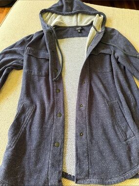 Cozy Hooded Snap Sweater Jacket in Dark Navy by Red 23